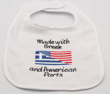 Made with Greek and American Parts Baby Bib