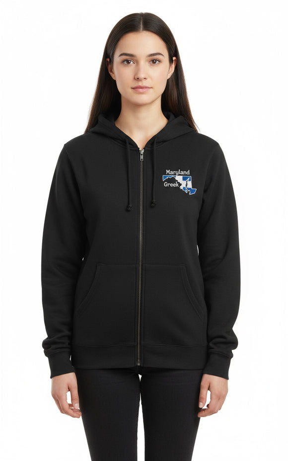 Maryland Greek Full Zip Hoodie Sweatshirt