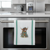 Tartan Highland Cow Tea Towel
