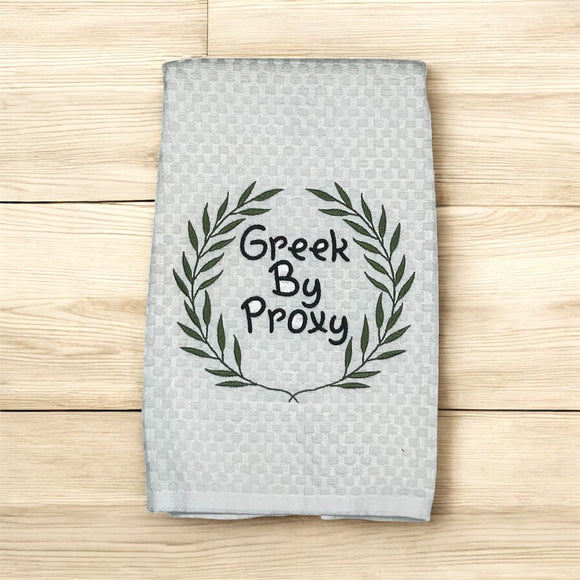 Greek by Proxy Tea Towel