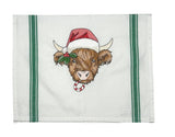 Christmas Highland Cow Tea Towel
