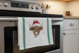 Christmas Highland Cow Tea Towel