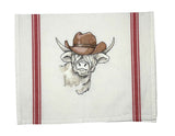 Cowboy Highland Cow Tea Towel