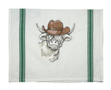 Cowboy Highland Cow Tea Towel