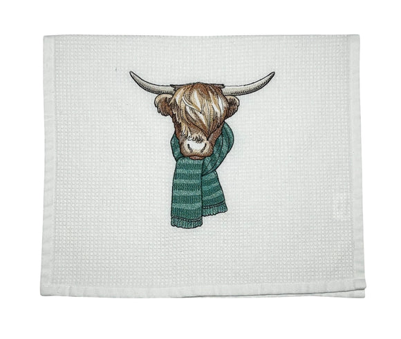 Bundled Up Highland Cow Tea Towel