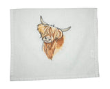 Quizzical Highland Cow Tea Towel
