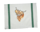 Quizzical Highland Cow Tea Towel