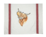 Quizzical Highland Cow Tea Towel
