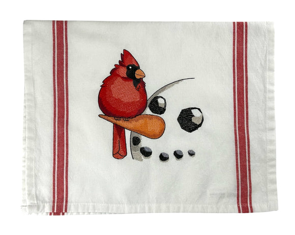 Cardinal and Snowman Tea Towel