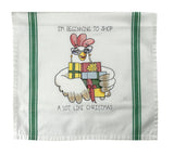 Christmas Shopping Chicken Tea Towel