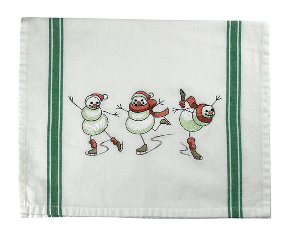 Skating Snowman Tea Towel