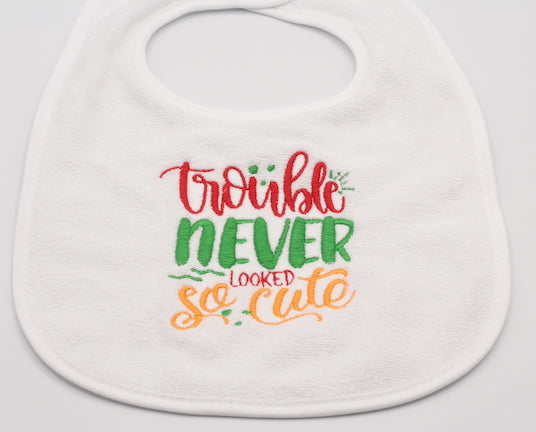 Trouble Never Looked So Cute Baby Bib
